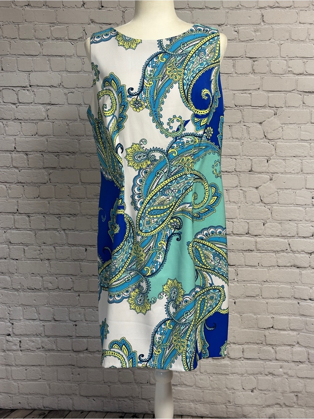 Alyx Paisley Mini Dress in Blue and Cream Size 14